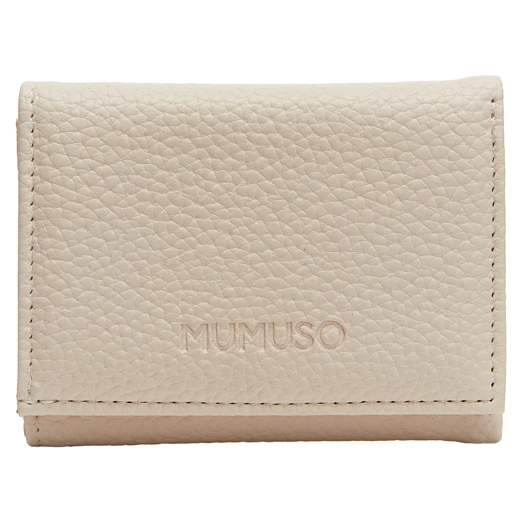 Tri-Fold Portemonnaie mit Lychee-Design (Beige)