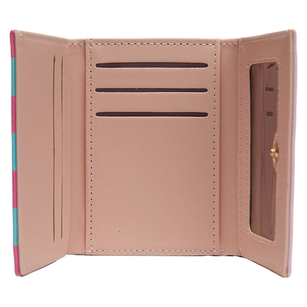 Trifold-Geldbörse aus Kunstleder mit Herz-Design (Rosa/Blau)