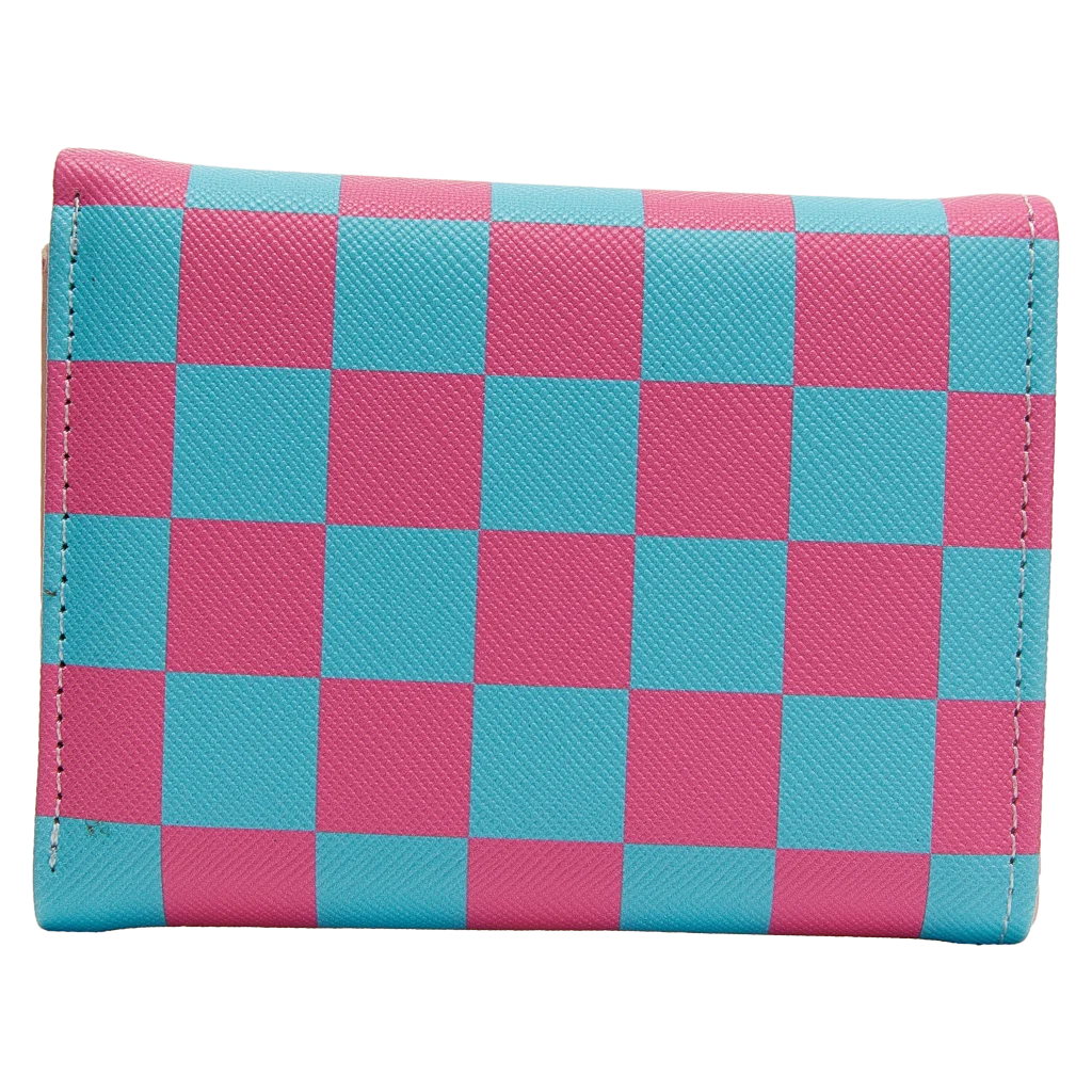 Trifold-Geldbörse aus Kunstleder mit Herz-Design (Rosa/Blau)