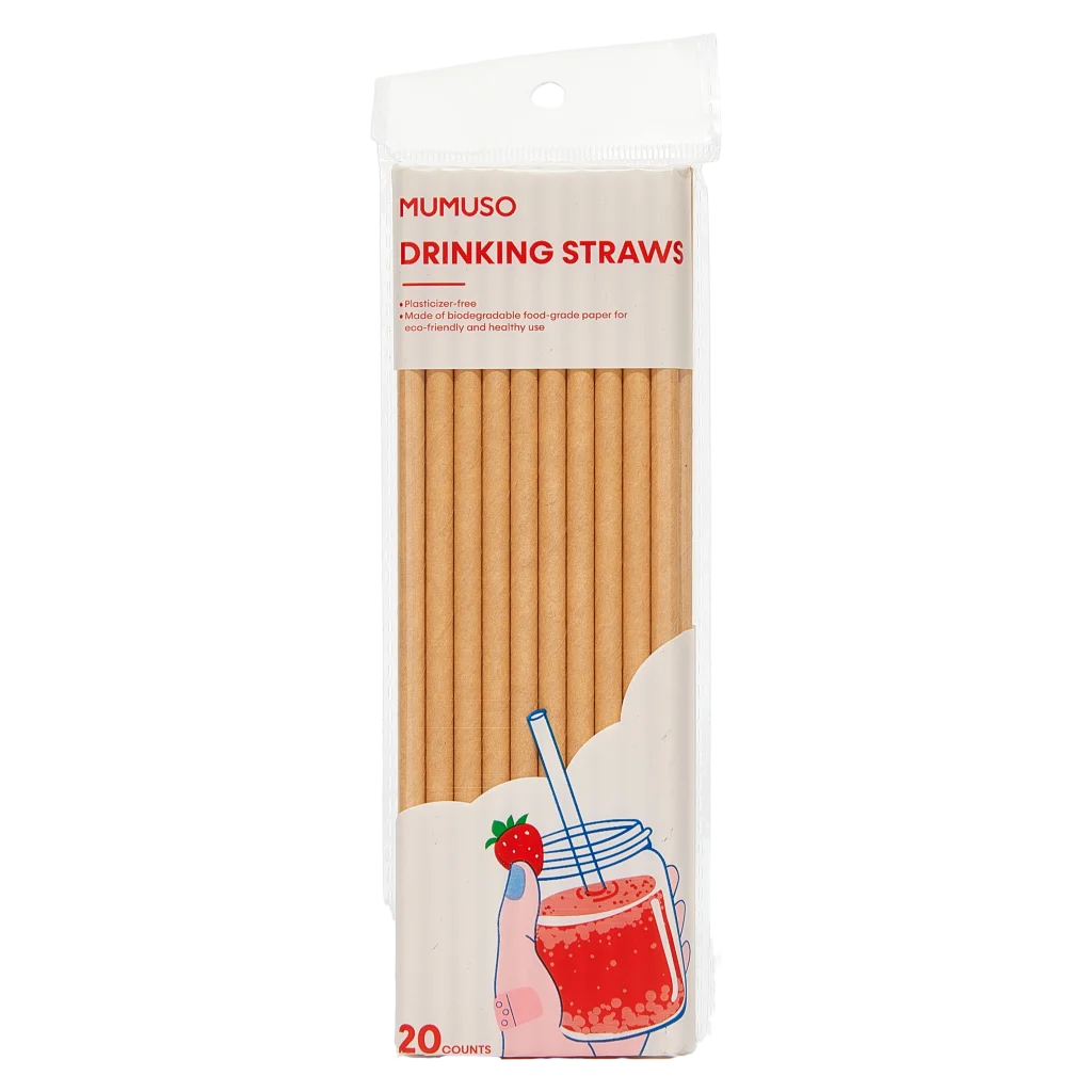 20er-Pack biologisch abbaubare Kraftpapier-Trinkhalme (Natur)