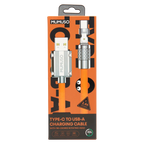 Type-C auf USB-A Ladekabel mit 180-Grad drehbarem Stecker aus ABS (Orange)