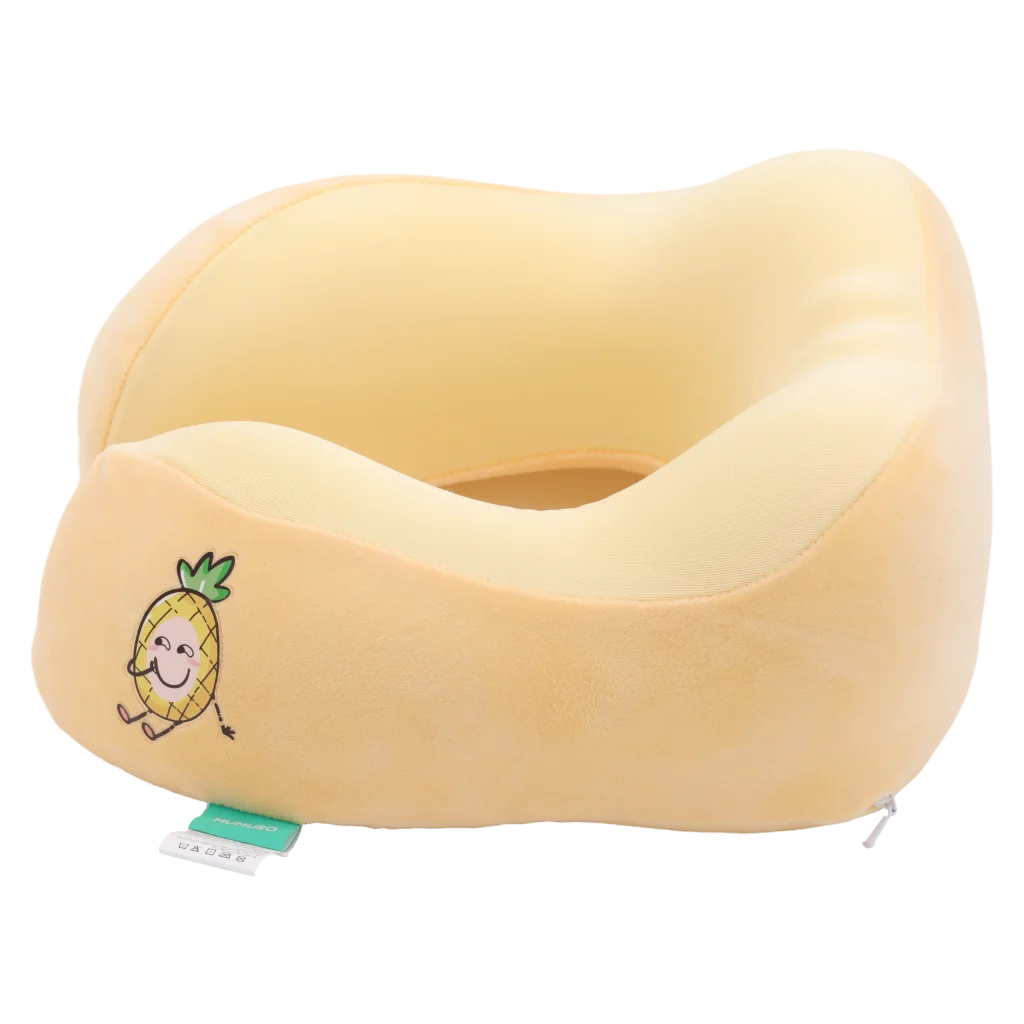 U-förmiges Memory-Foam-Nackenkissen mit Ananas-Design (Gelb)