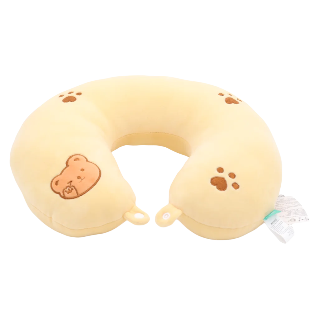U-förmiges Nackenkissen mit Bärchen-Design (Gelb), 320 g