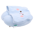 U-förmiges Nackenkissen mit Kapuze, Polyester, Tier-Design (Blau)