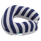 U-förmiges Nackenkissen mit Memory-Schaum, Streifen-Design (Navy Blau/Grau)