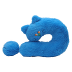 U-förmiges Nackenkissen aus Polyester mit Katzen-Design (Blau)