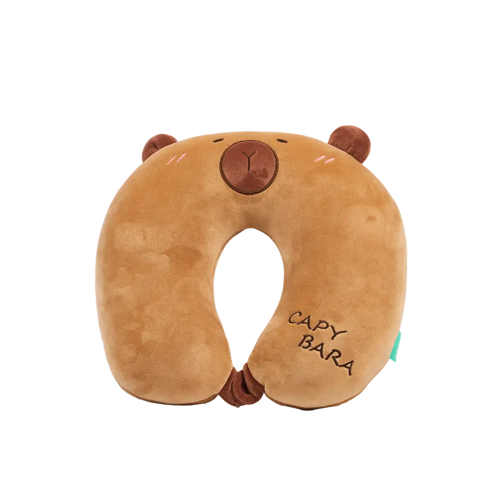 U-förmiges Nackenkissen aus Polyester mit Capybara-Design (Braun)