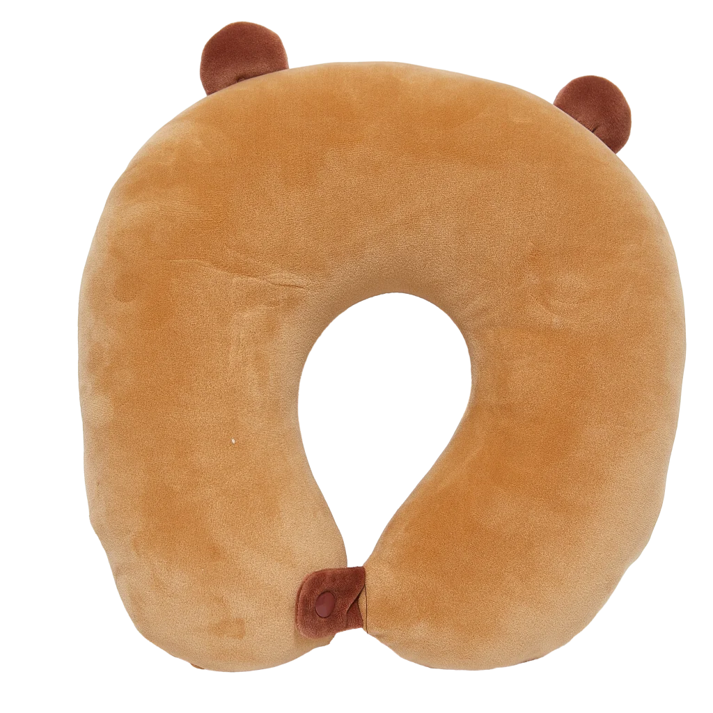 U-förmiges Nackenkissen aus Polyester mit Capybara-Design (Braun)