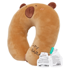 U-förmiges Nackenkissen aus Polyester mit Capybara-Design (Braun)