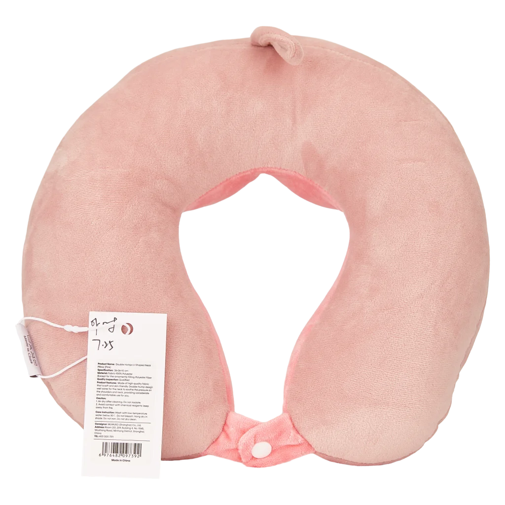 U-förmiges Nackenkissen aus Polyester mit Tier-Design (Pink)