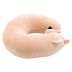 U-förmiges Nackenkissen mit Shiba-Inu-Design (Braun), ergonomisch und weich gefüllt