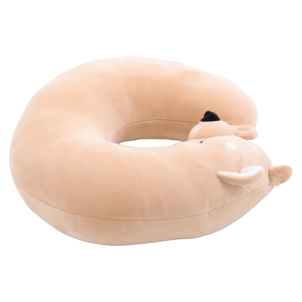 U-förmiges Nackenkissen mit Shiba-Inu-Design (Braun), ergonomisch und weich gefüllt