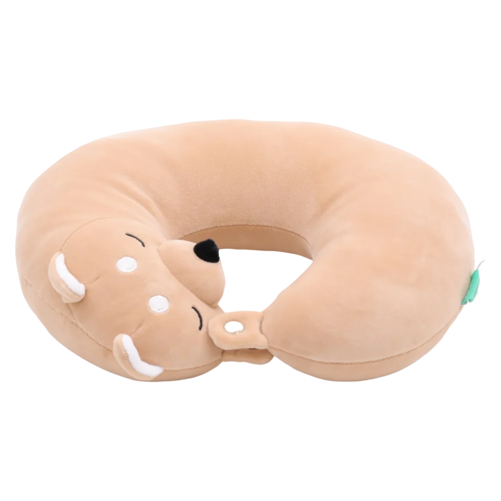 U-förmiges Nackenkissen mit Shiba-Inu-Design (Braun), ergonomisch und weich gefüllt