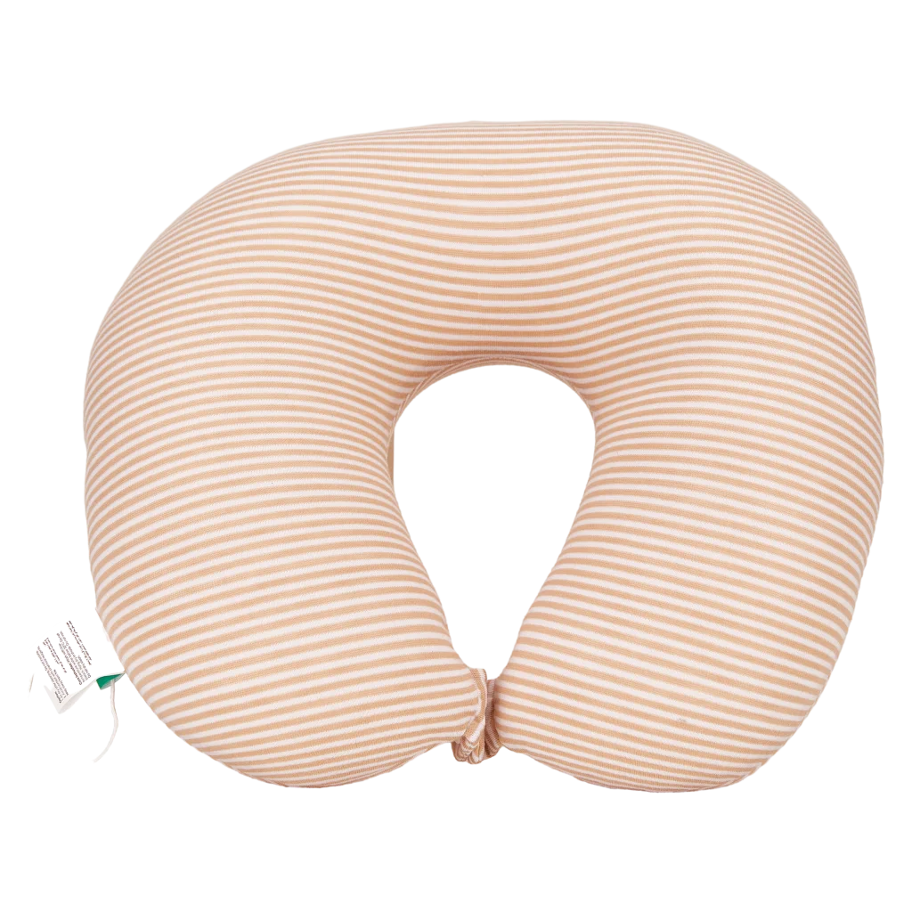 U-förmiges Nackenkissen, tragbar, mit Streifen-Design (Khaki/Weiß)