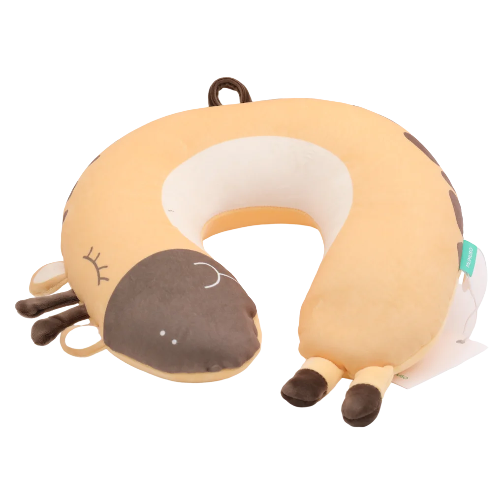 U-förmiges Partikel-Nackenkissen mit Giraffen-Design (Beige/Braun)