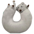 U-förmiges Nackenkissen aus Polyester mit Katzen-Design (Grau)