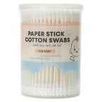 200 Stück ultraweiche Wattestäbchen mit Papierstab für Babys (Weiß)