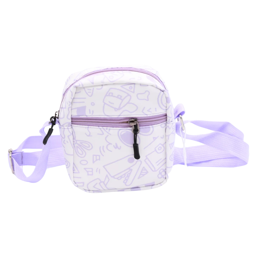 Umhängetasche aus Nylonstoff mit Graffiti-Print (Lila)