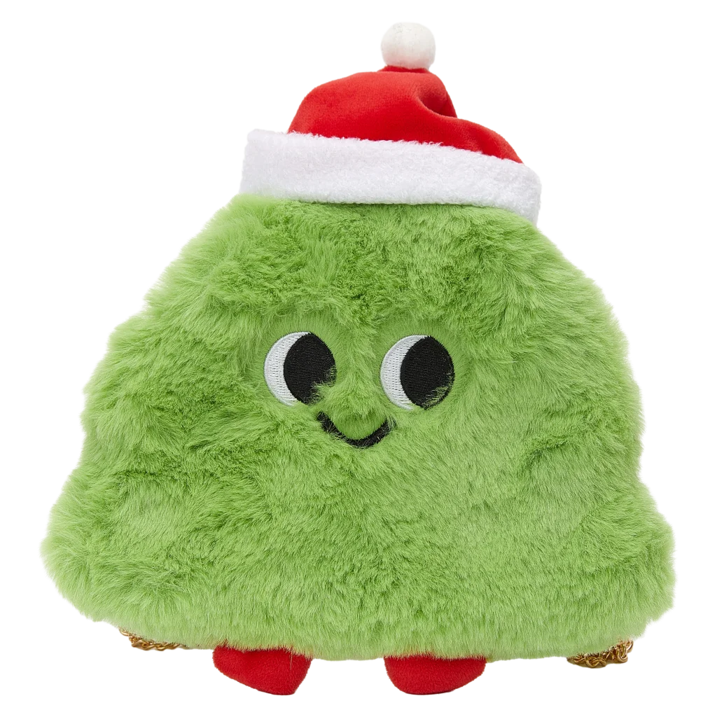 Umhängetasche Plüsch mit Weihnachtsbaum-Design, Kinder (Grün/Rot)