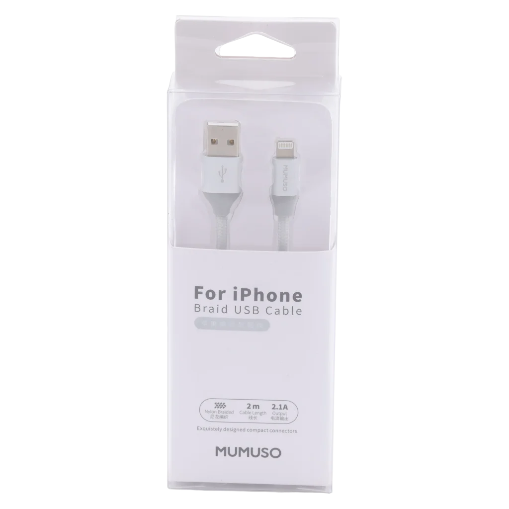 USB-Ladekabel 2 m aus TPE mit Lightning-Anschluss (Silber)
