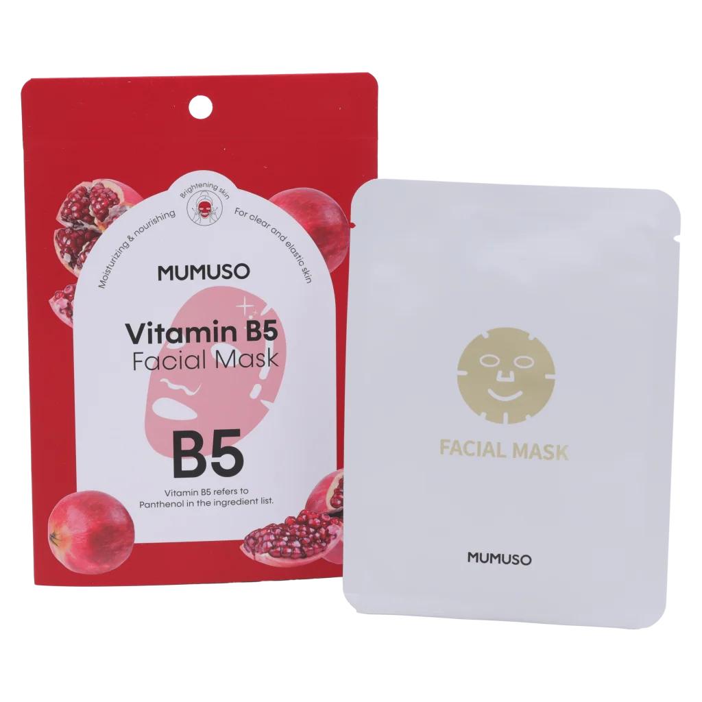 Vitamin B5 Tuchmaske für das Gesicht, Feuchtigkeitspflege (Weiß/Rot)