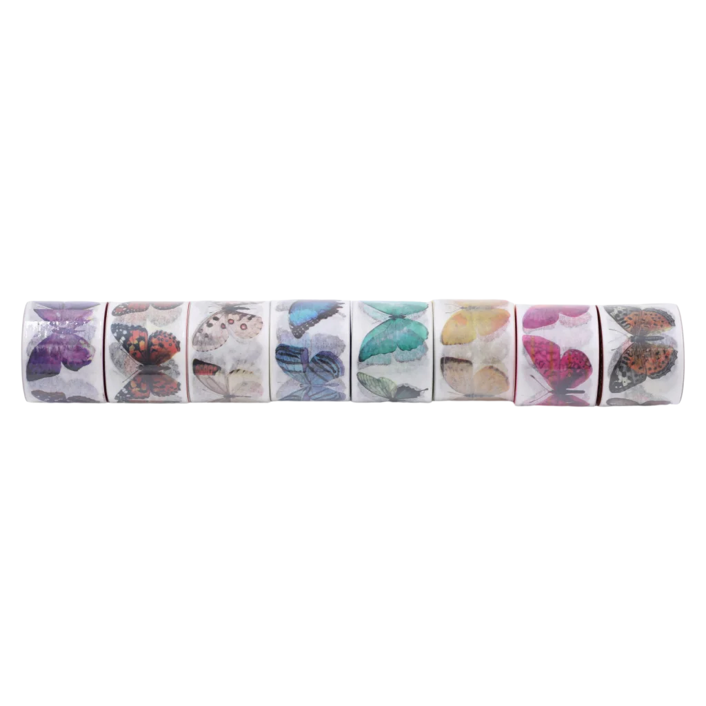 Washi Tape mit Schmetterling-Design (Rosa/Rot/Gelb/Grün/Blau/Lila/Braun/Beige)