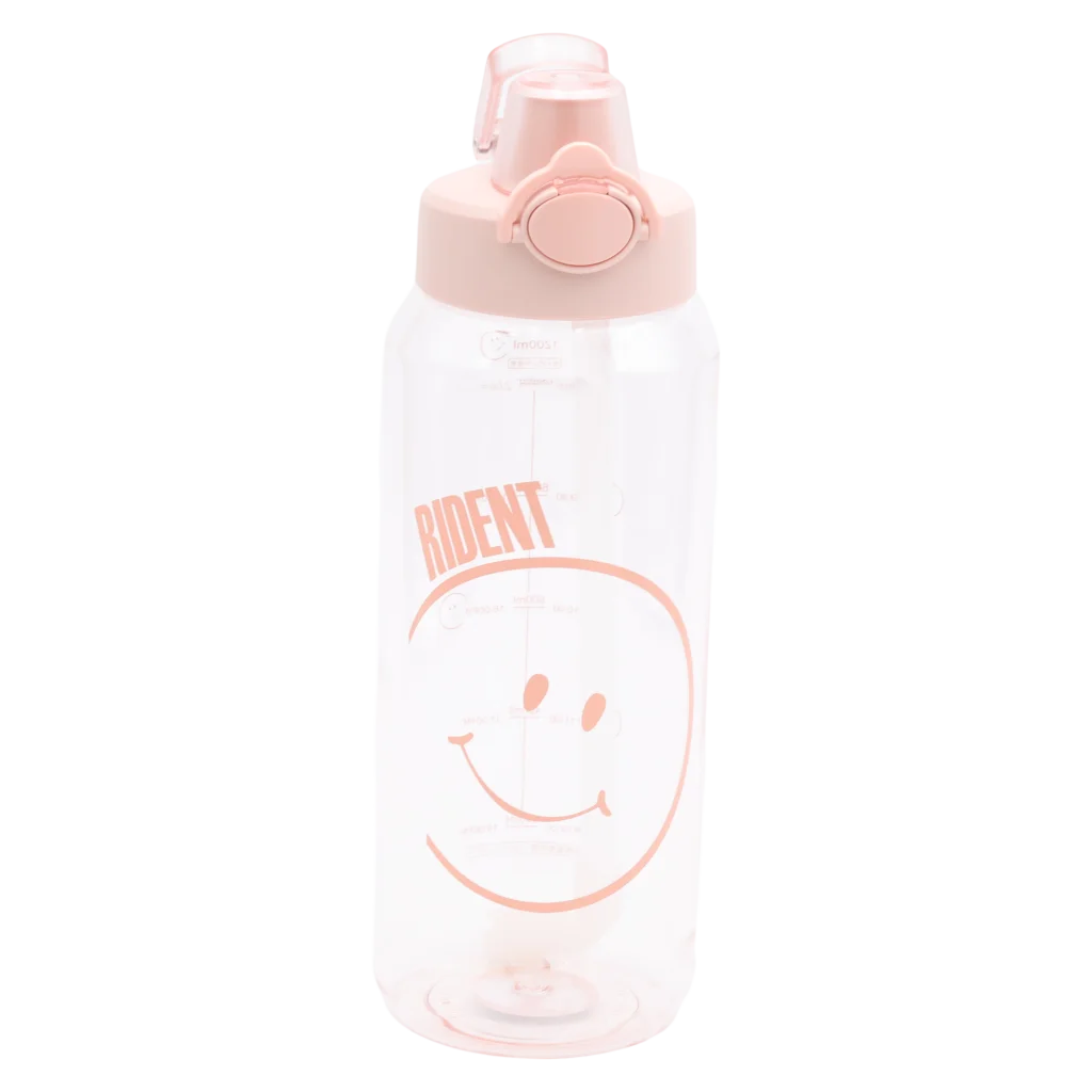 Wasserflasche aus Kunststoff mit Smiley-Design, 1,2 l (Rosa)