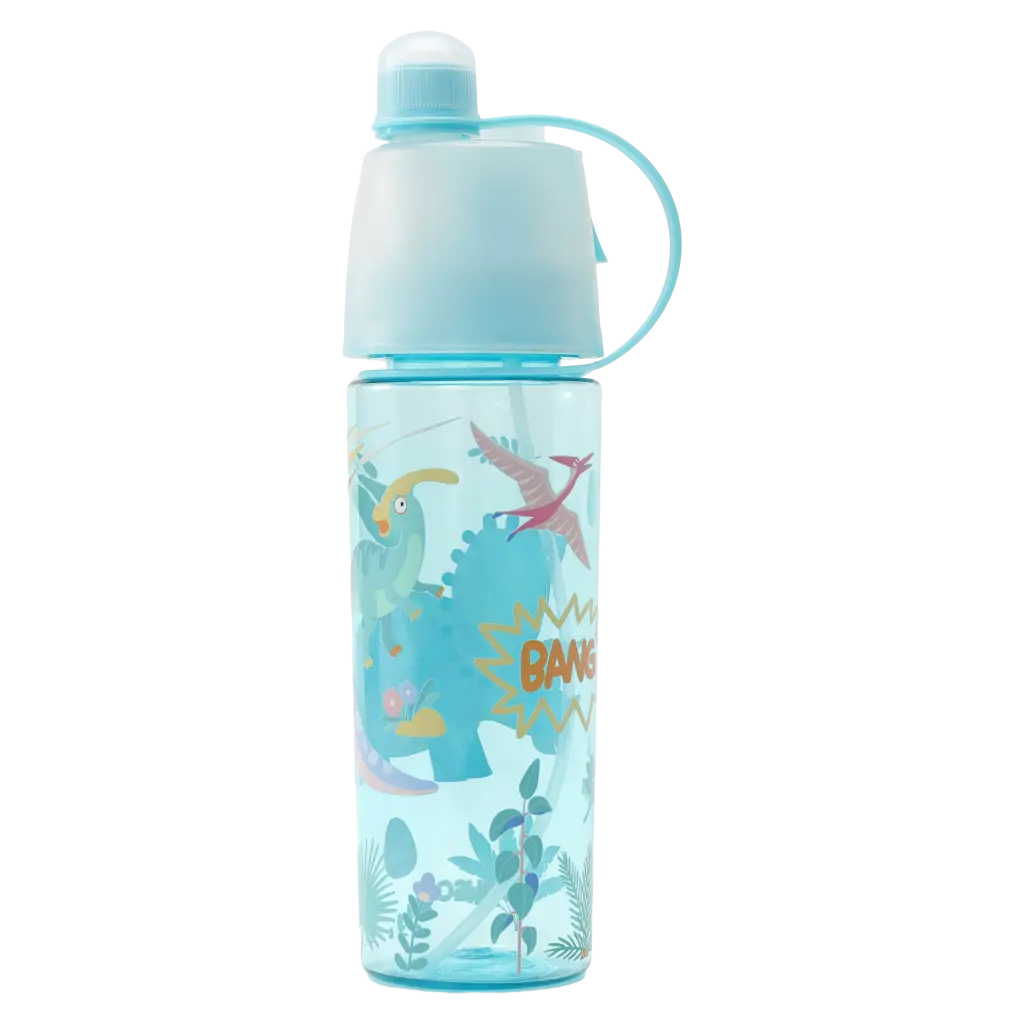 Wasserflasche aus Kunststoff mit Dinosaurier-Design, 500 ml (Blau)