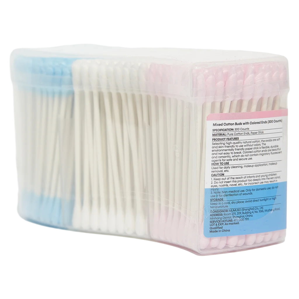 300er-Pack Wattestäbchen mit farbigen Enden (Rosa/Blau)