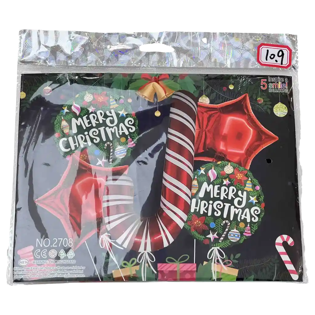 5-teiliges Weihnachtsballon-Set mit Print (Mehrfarbig)