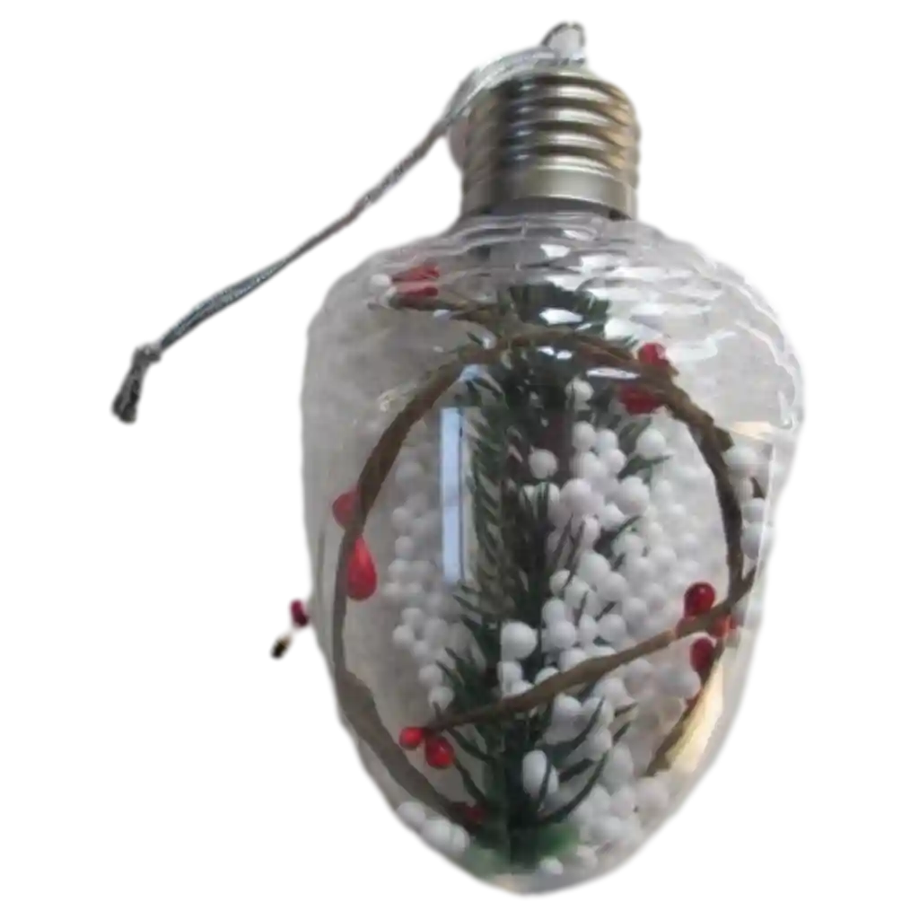 Hängedekoration in Glühbirnenform mit Tannenzweig-Design für Weihnachten (Transparent)