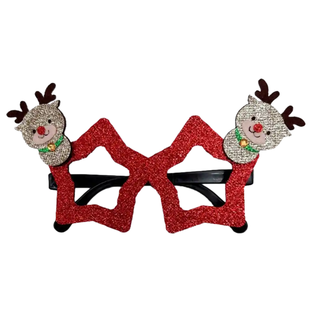 Weihnachtsbrille mit Rentier-Design, glitzerndes Accessoire (Rot)
