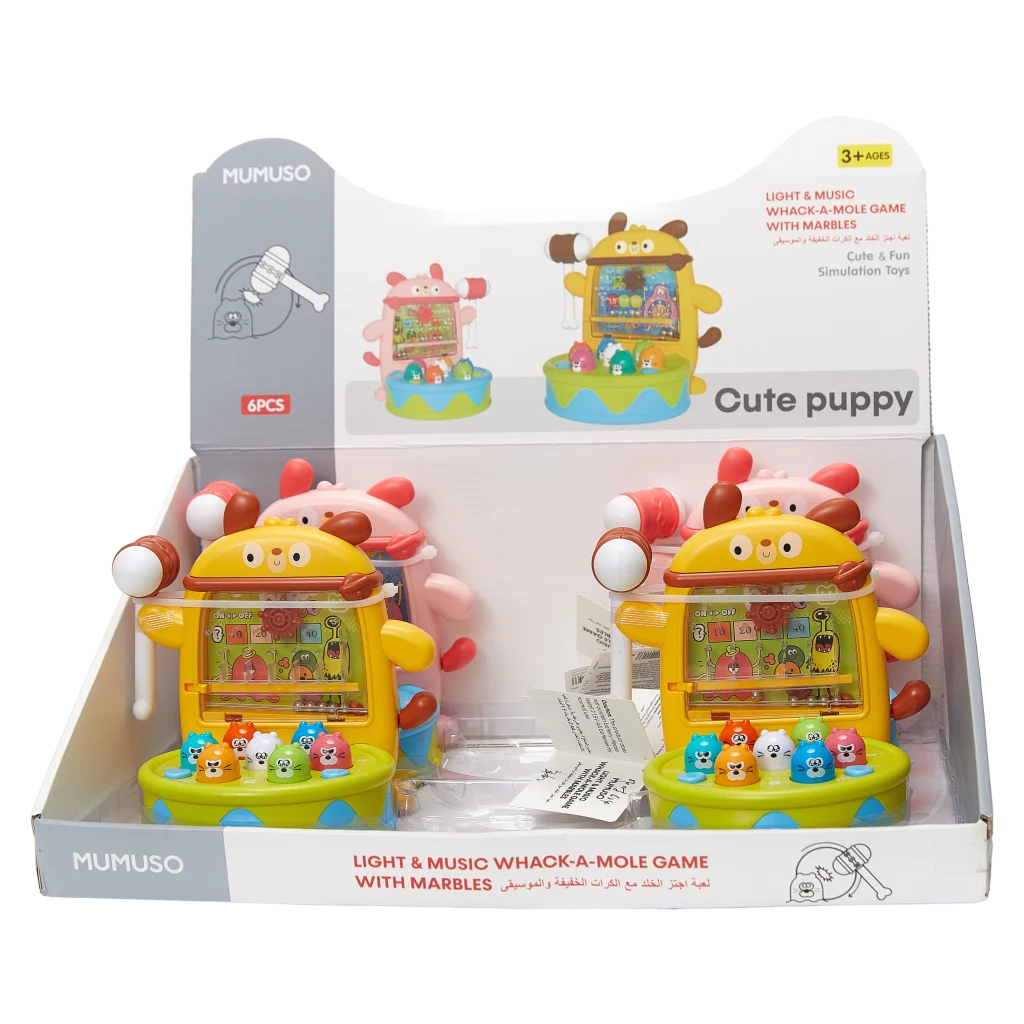 Whack-a-Mole Musikspiel mit Hund-Design und Licht, für Kinder ab 3 Jahren (Gelb/Rosa/Braun/Blau)