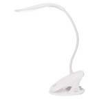 Wiederaufladbare Clip-On-Tischlampe aus ABS mit flexiblem Schwanenhals (Weiß)