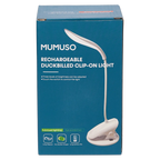 Wiederaufladbare Clip-On-Tischlampe aus ABS mit flexiblem Schwanenhals (Weiß)