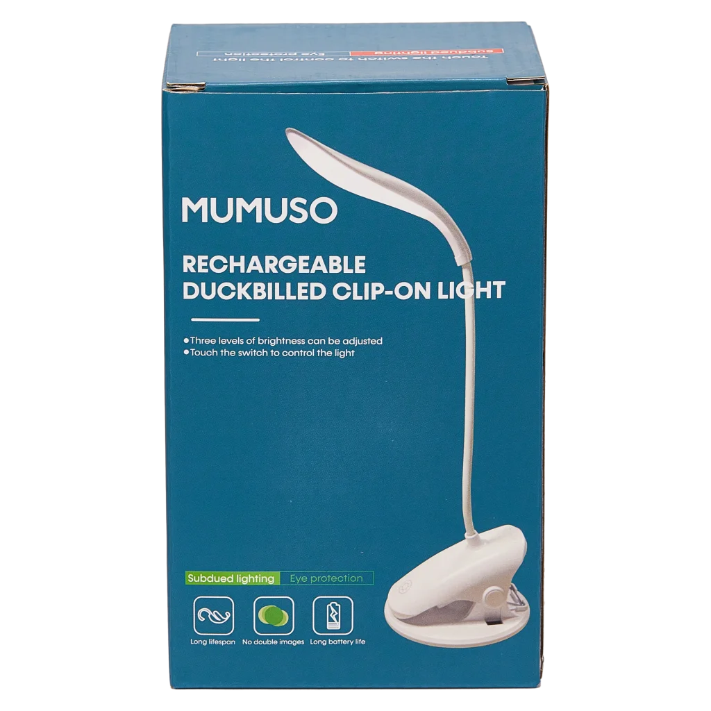 Wiederaufladbare Clip-On-Tischlampe aus ABS mit flexiblem Schwanenhals (Weiß)