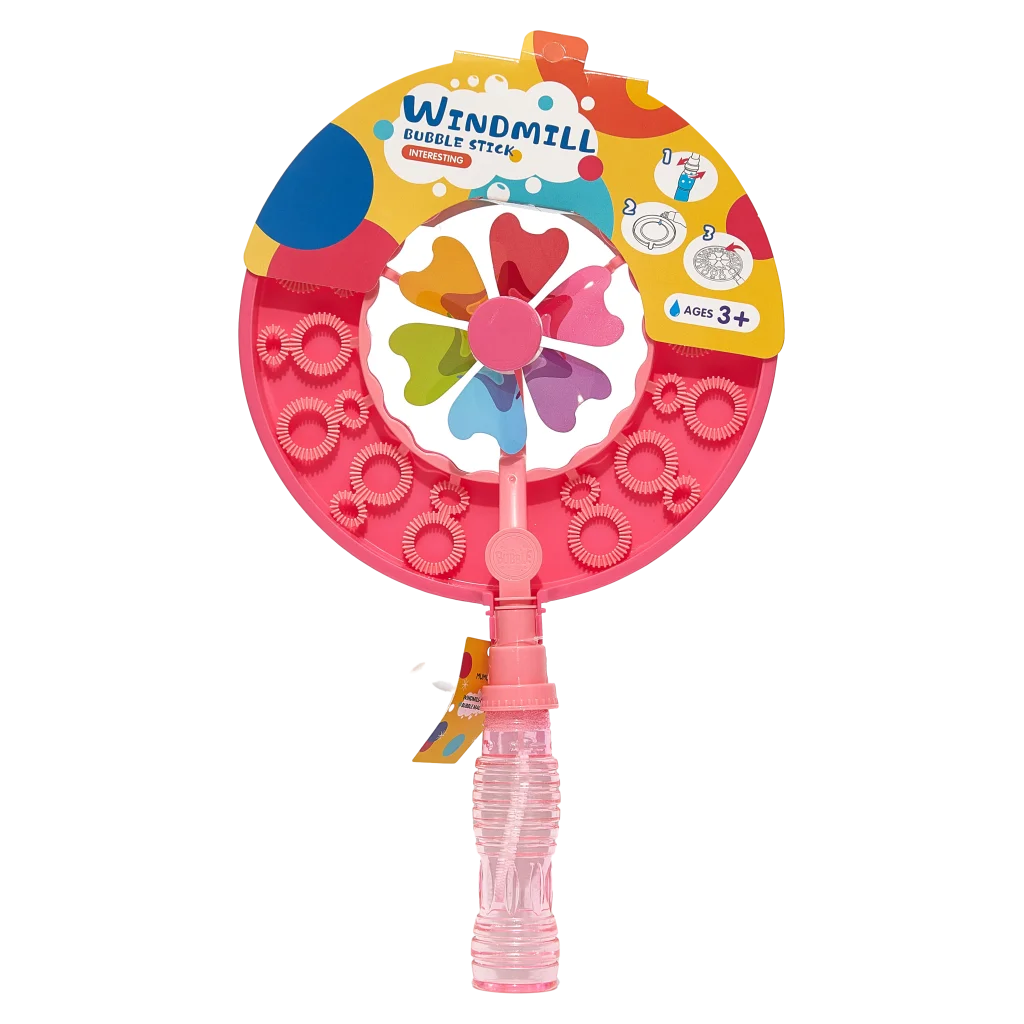 Windrad-Seifenblasenspielzeug aus PP mit Windrad-Design (Blau/Rosa)