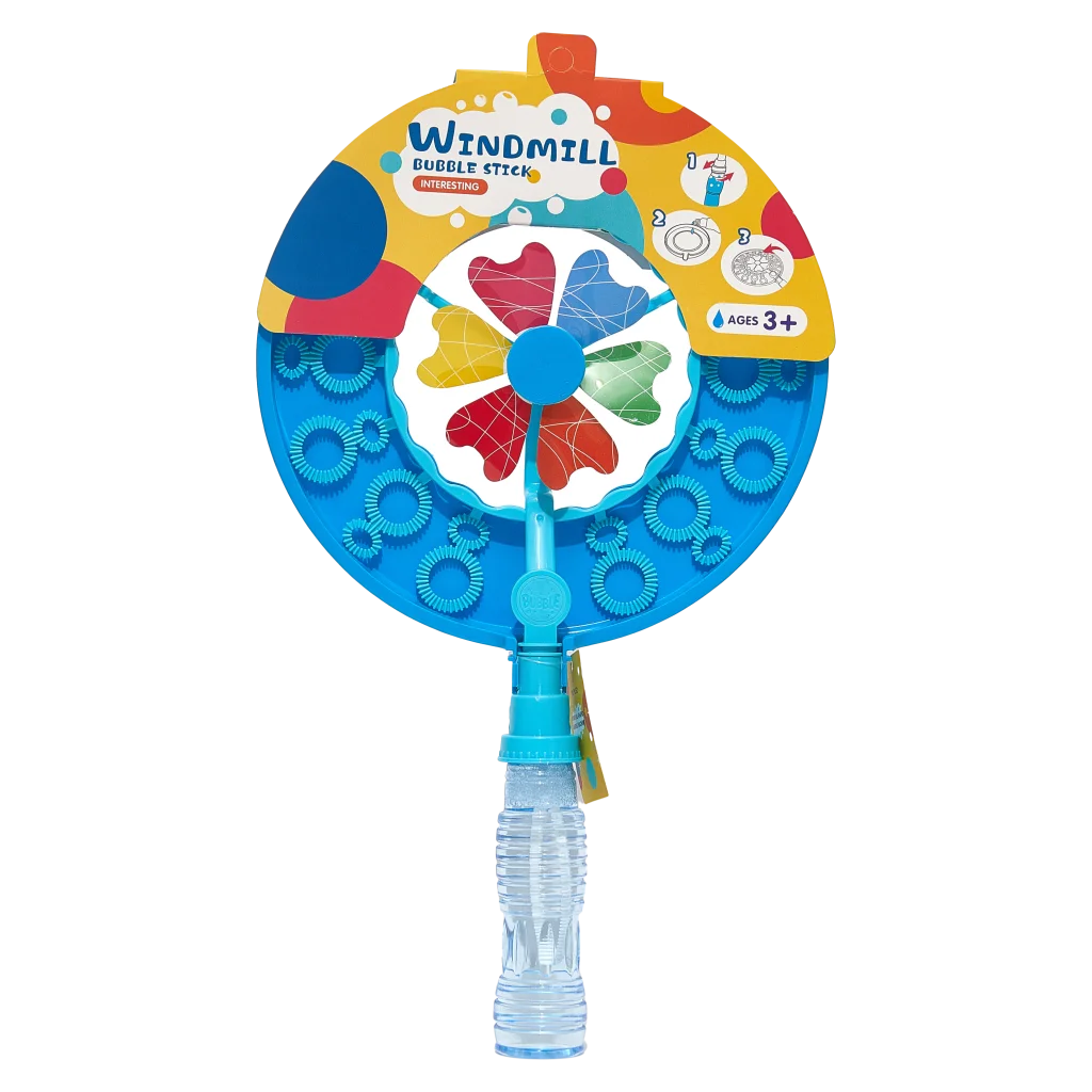 Windrad-Seifenblasenspielzeug aus PP mit Windrad-Design (Blau/Rosa)