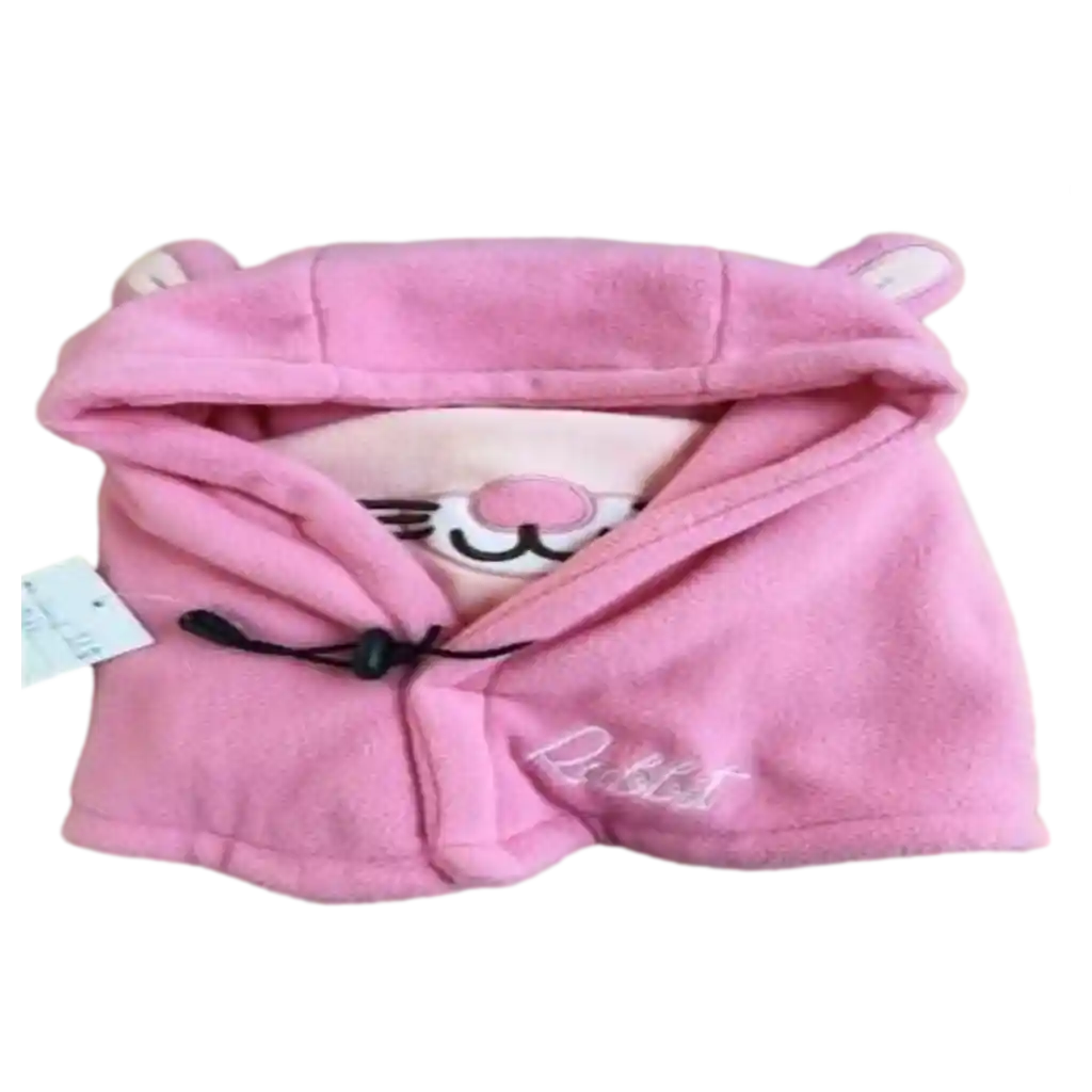 Kinder Wintermütze mit Schal und Hasen-Design, 100% Polyester (Rosa)
