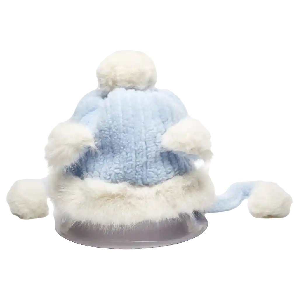 Gestrickte Wollmütze mit Bommel, 100% Polyester (Hellblau/Weiß)