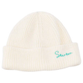 Strickmütze Unisex mit Schrift-Stickerei (Weiß)