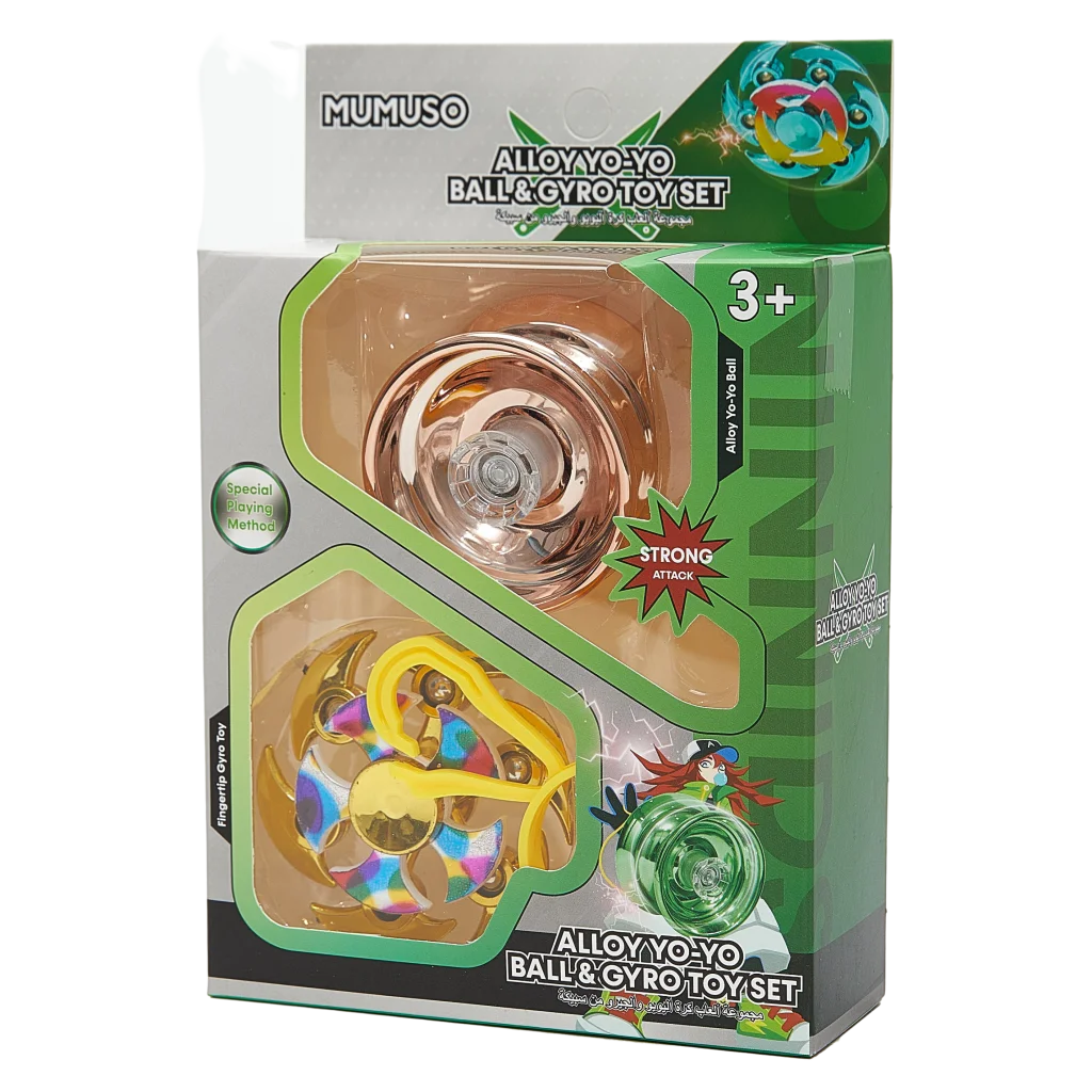 Yo-Yo Ball &amp; Kreisel Spielzeug-Set für Kinder (Rot/Gold/Blau)