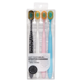 4er-Pack Zahnbürsten mit weichem, breitem Bürstenkopf (Weiß/Rosa/Blau/Schwarz)