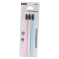 3er-Pack Zahnbürsten aus Weizenstroh mit Bambuskohle, weich (Rosa/Weiß/Blau)
