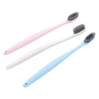 3er-Pack Zahnbürsten aus Weizenstroh mit Bambuskohle, weich (Rosa/Weiß/Blau)