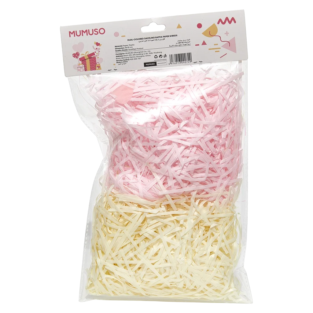 Zweifarbige Raffia-Papierstreifen für Geschenkverpackungen, 35 g (Rosé/Gelb)