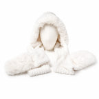 Dreiteiliges Winter Accessoire Set in Weiß mit Kunstfellbesatz
